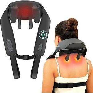 Cordless Neck Massager With Heat For Pain Relief Deep Tissue, 4D Kneading,